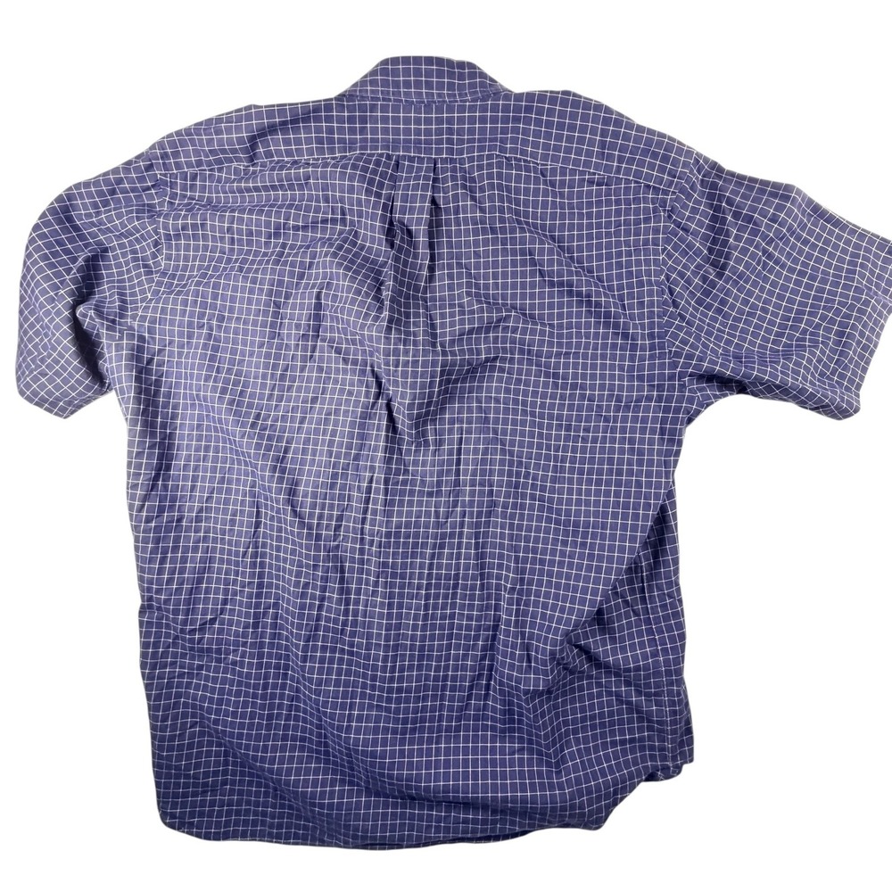 Ralph Lauren Golf Shirt Mens XL Blue White Grid Tilden Cotton Short Sleeve Good - Picture 2 of 11